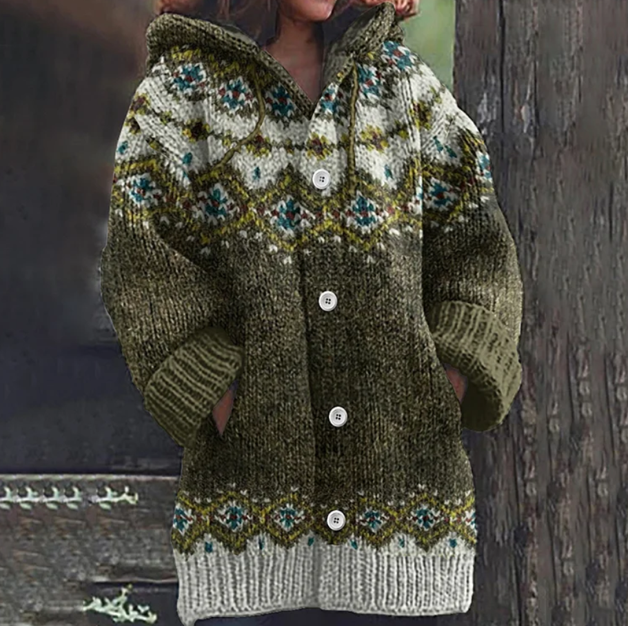Ava - Fair Isle Kapuzenstrickjacke for Women's