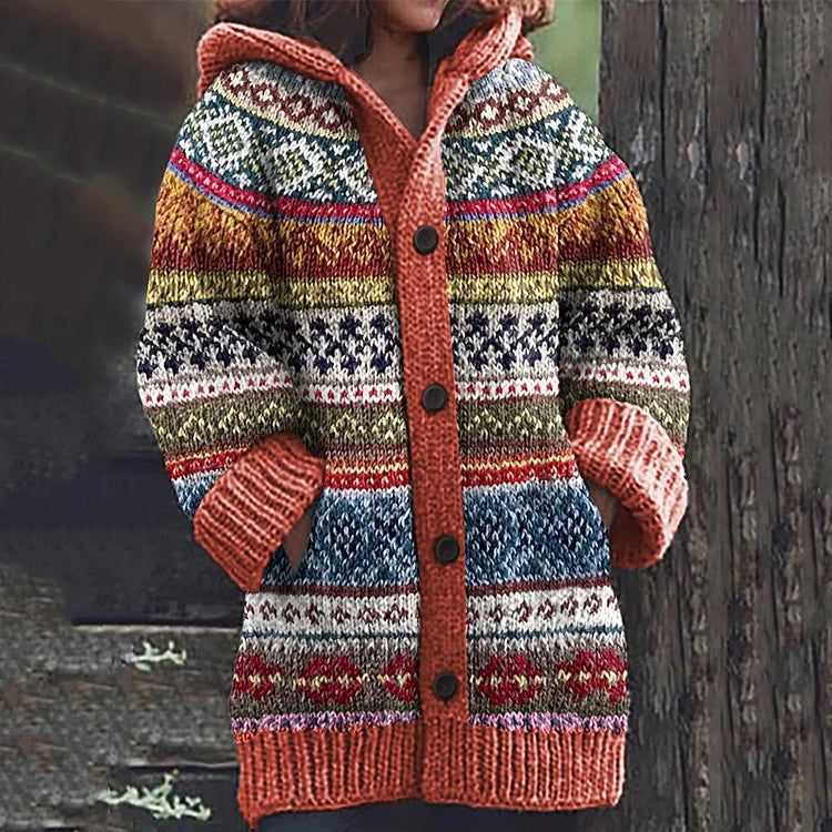 Ava - Fair Isle Kapuzenstrickjacke for Women's