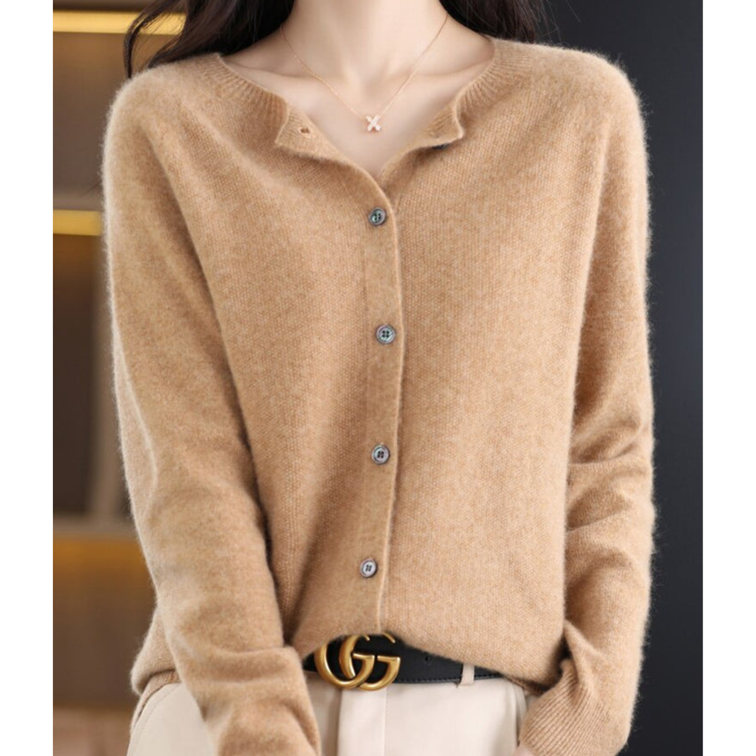 Laura - Women's Cardigan with Classic Button Placket
