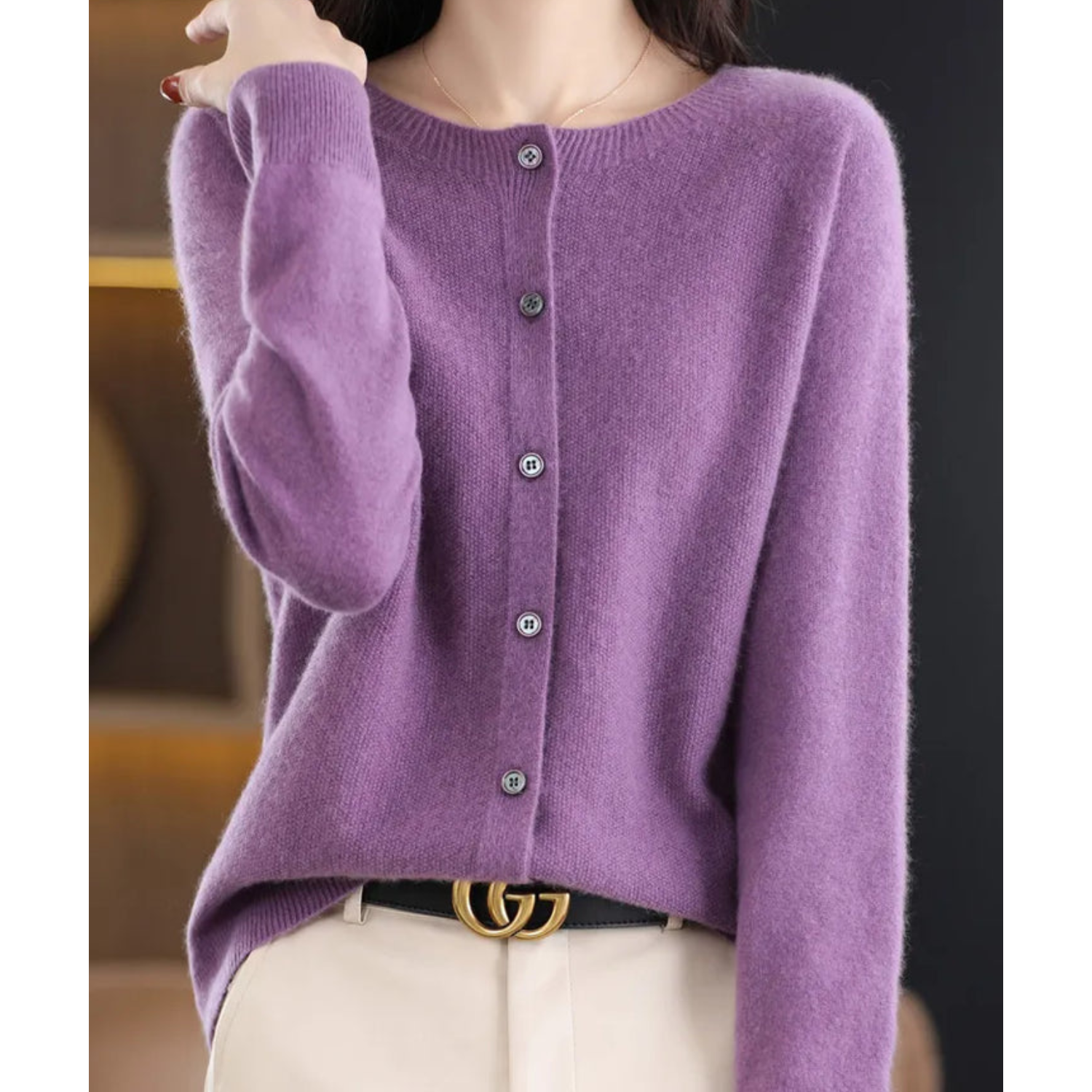 Laura - Women's Cardigan with Classic Button Placket