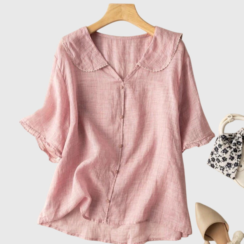 Valerie - Women's Blouse with kurzen Sleeves and Button Placket