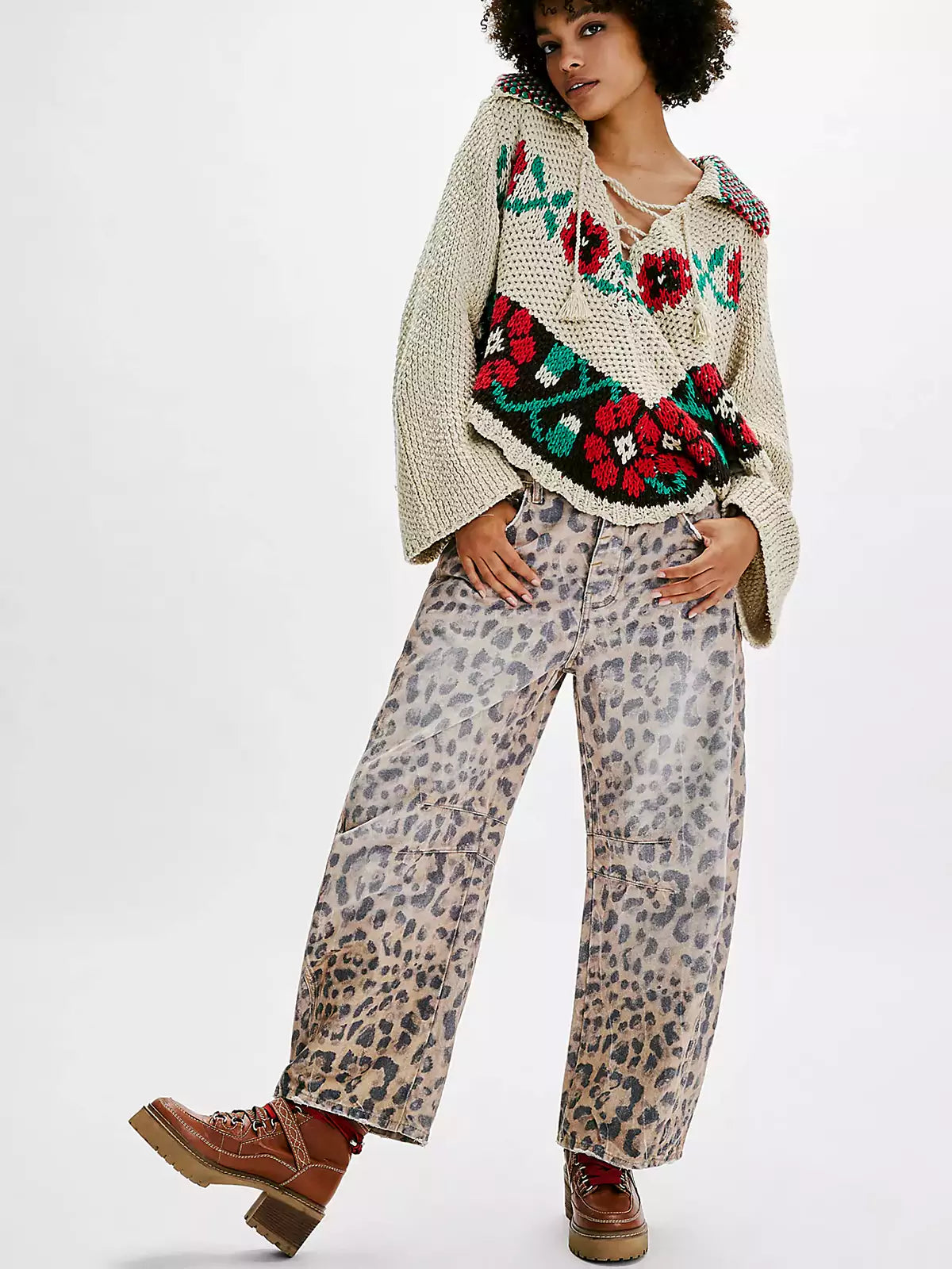Lottie - Women's Bedruckte Jeans with Weitem Bein