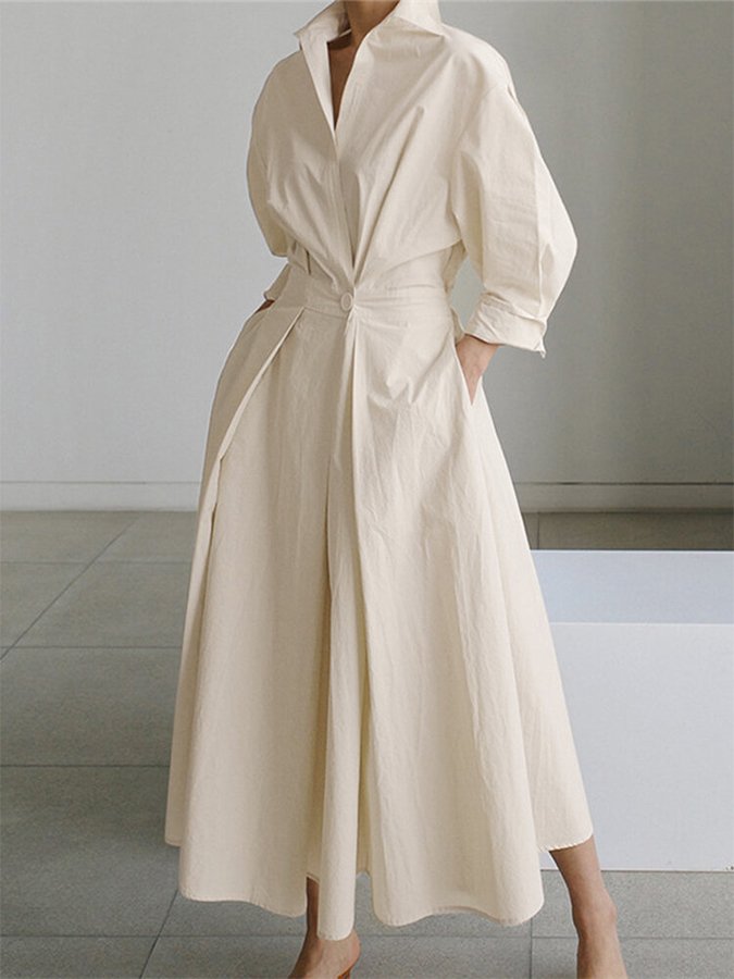 Rachel - Women's Tailliertes Shirt Maxi Dress