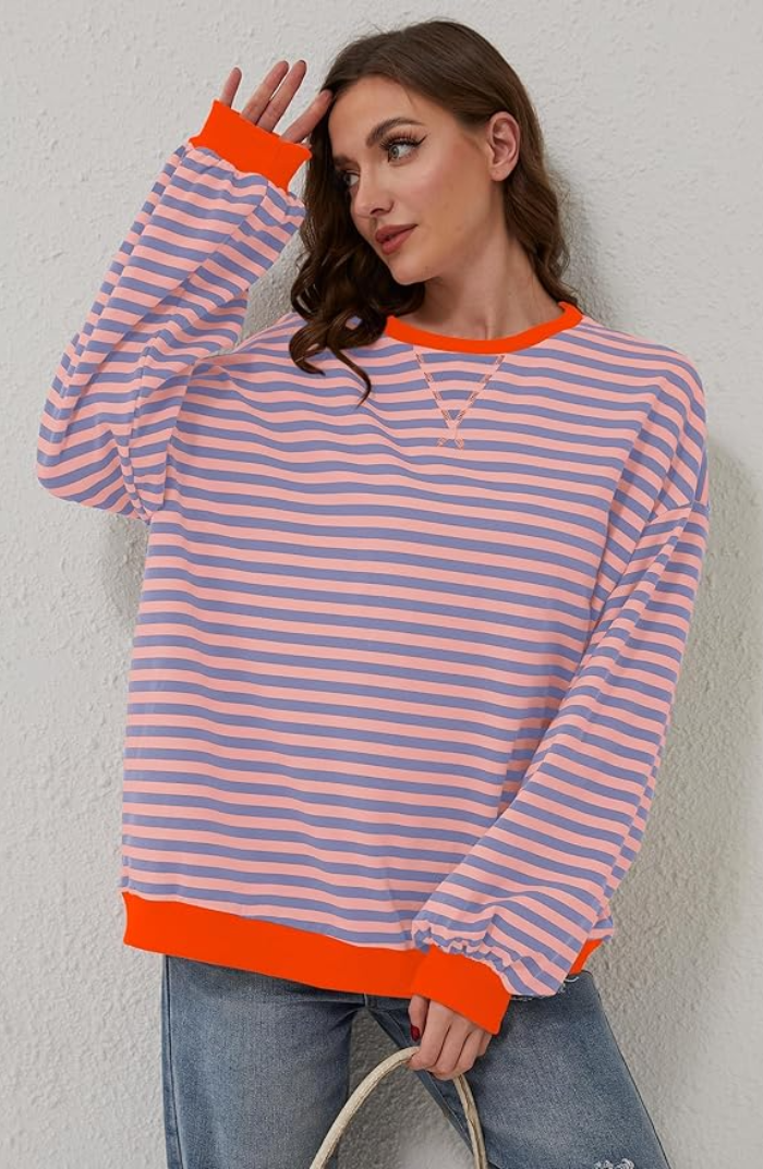 Mia - Women's Striped Round Neck-Sweater for Spring