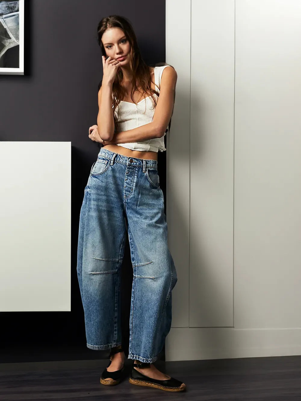 Gillian - Women's Wide Geschnittene Jeans with Nahtdetails