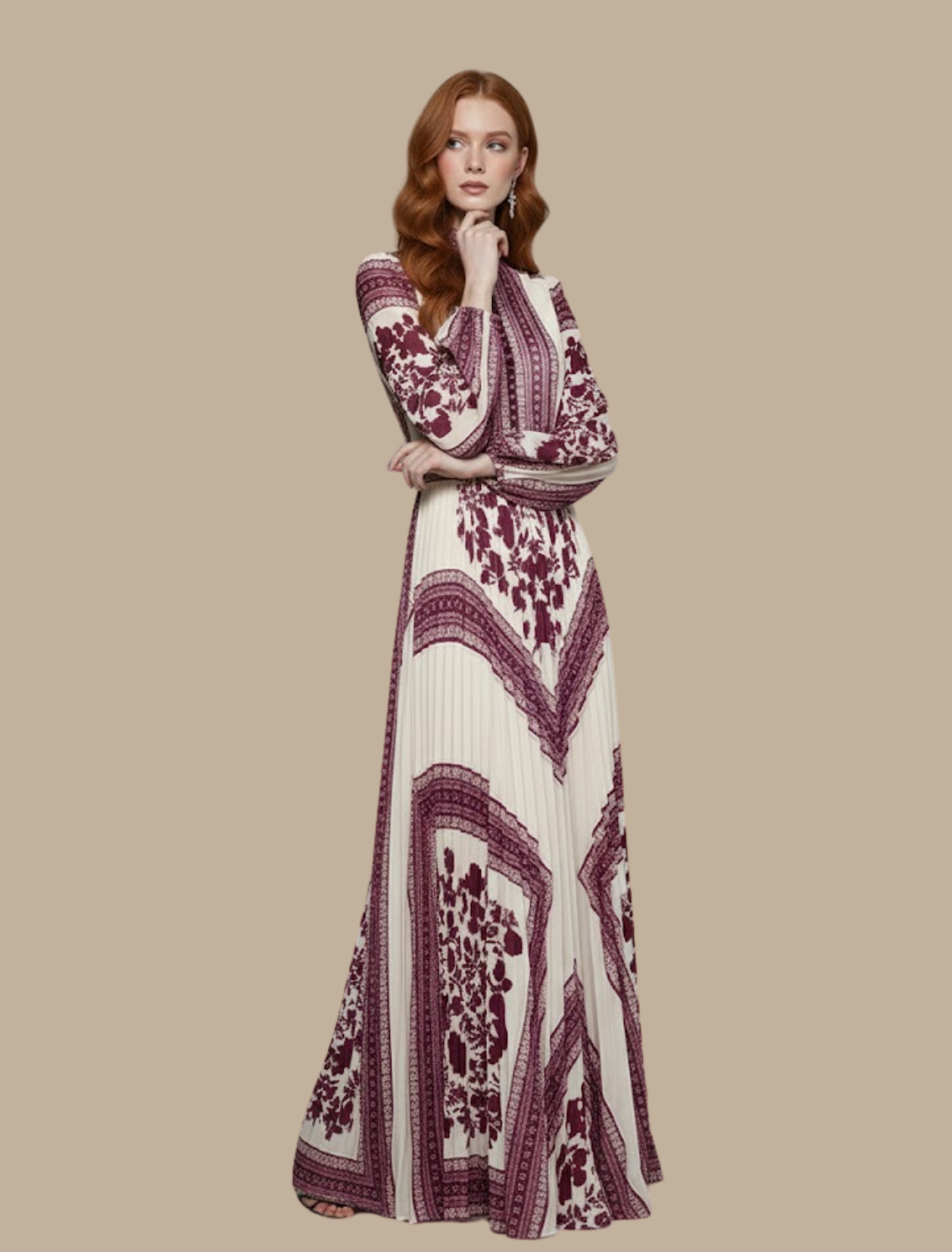 Mia - Women's Pleated Maxi-Evening Dress