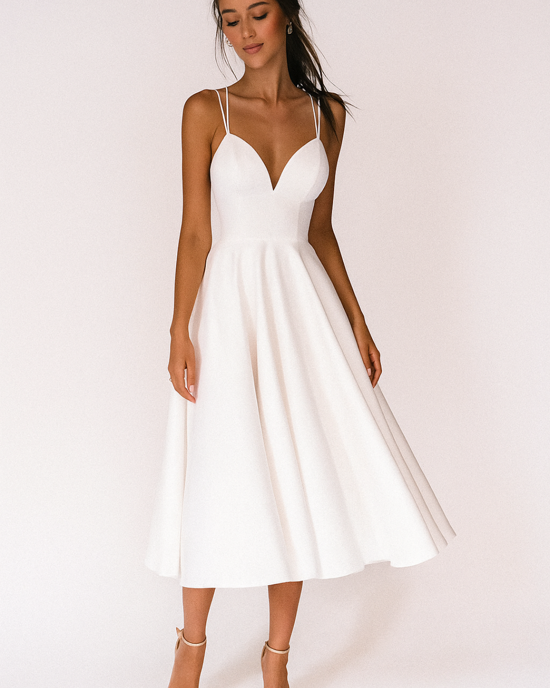 Patricia - Women's Straps Midi Dress for Wedding Guests