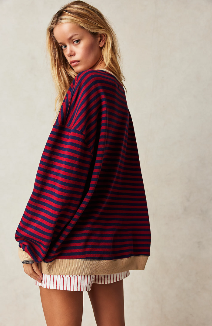 Mia - Women's Striped Round Neck-Sweater for Spring