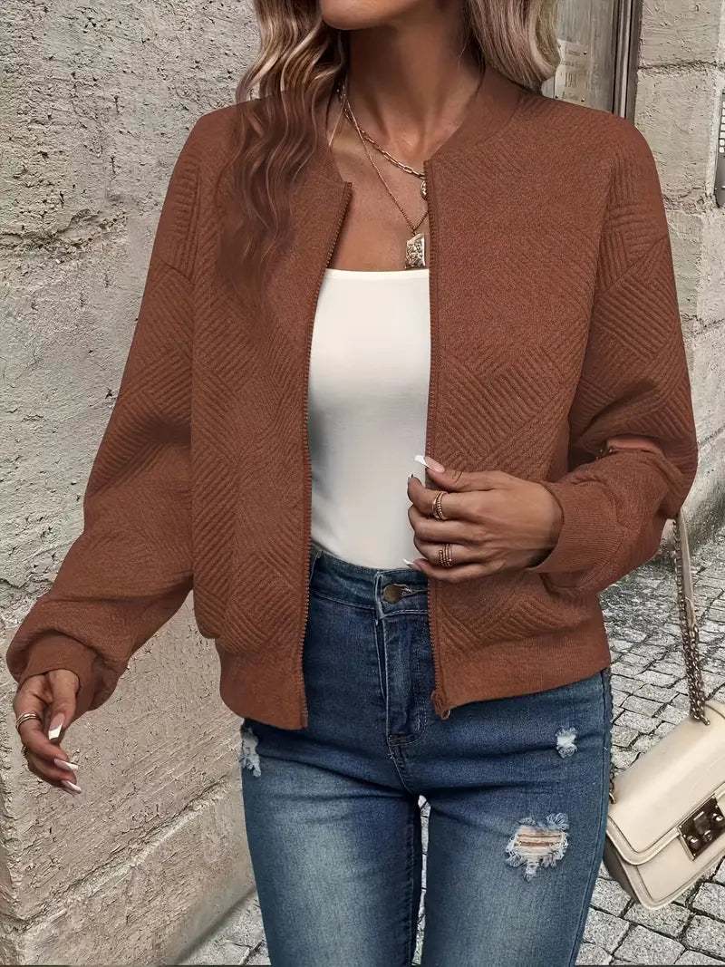 Rachel - Women's Cardigan with Zip and Struktur