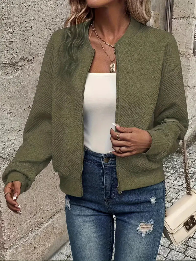 Rachel - Women's Cardigan with Zip and Struktur