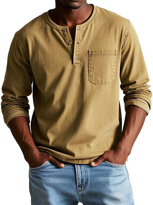 Glen - Men's Casual Long Sleeve-Henleyshirt