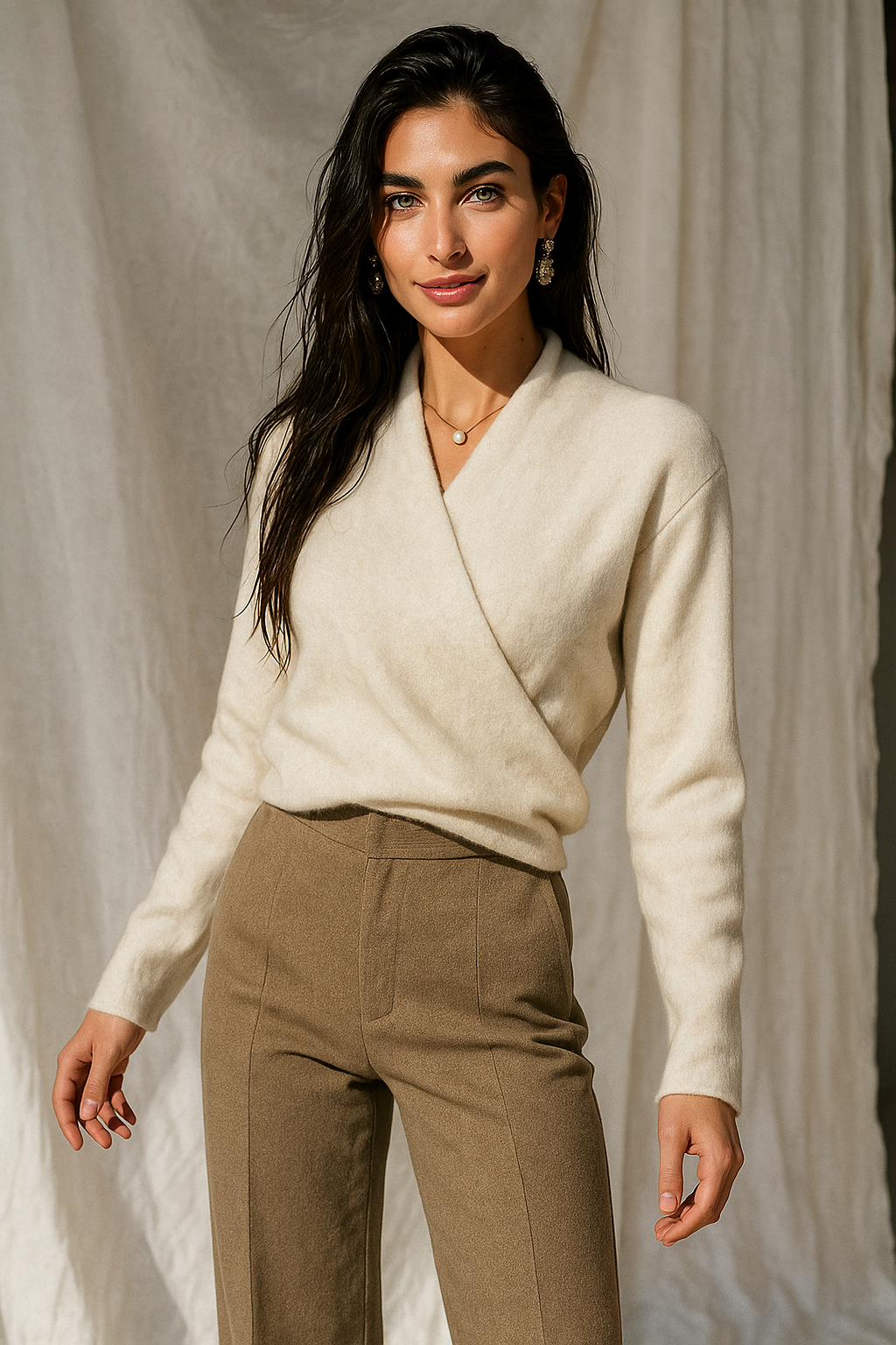 Rachel - Women's Spring Wrap Sweater with V Neckline