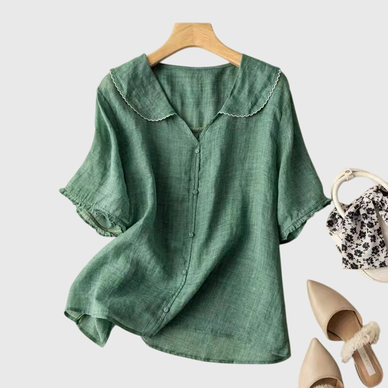 Valerie - Women's Blouse with kurzen Sleeves and Button Placket