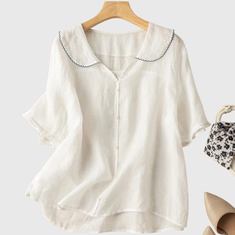 Valerie - Women's Blouse with kurzen Sleeves and Button Placket