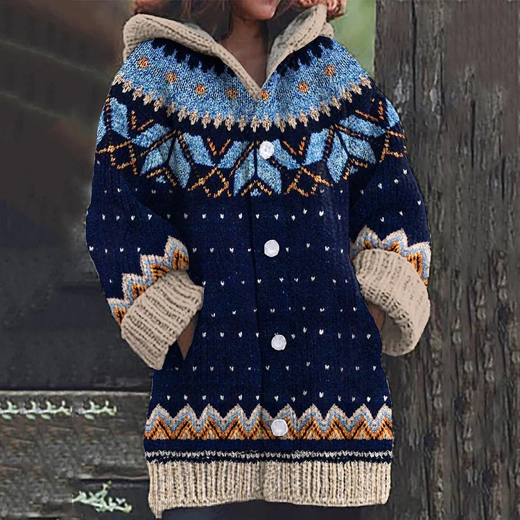 Ava - Fair Isle Kapuzenstrickjacke for Women's