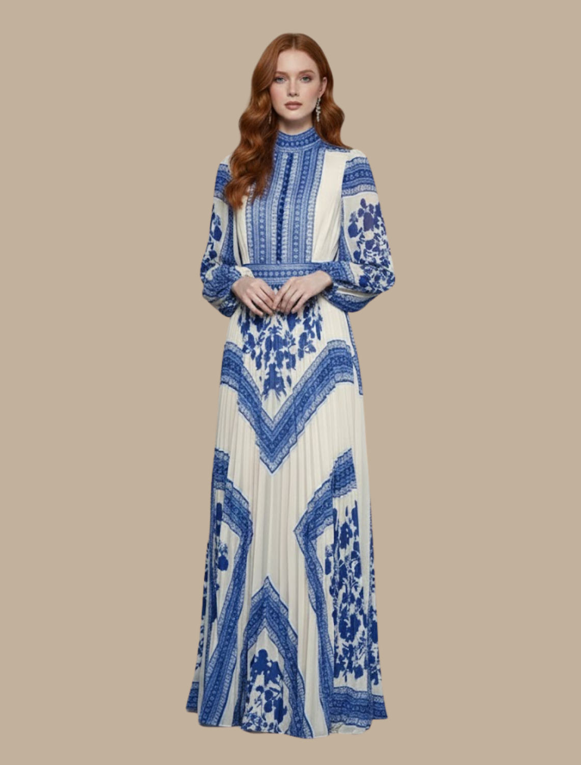 Mia - Women's Pleated Maxi-Evening Dress