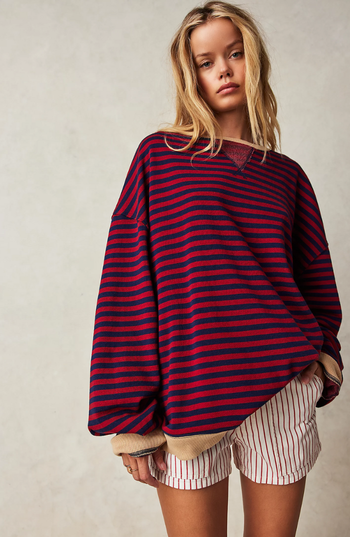 Mia - Women's Striped Round Neck-Sweater for Spring