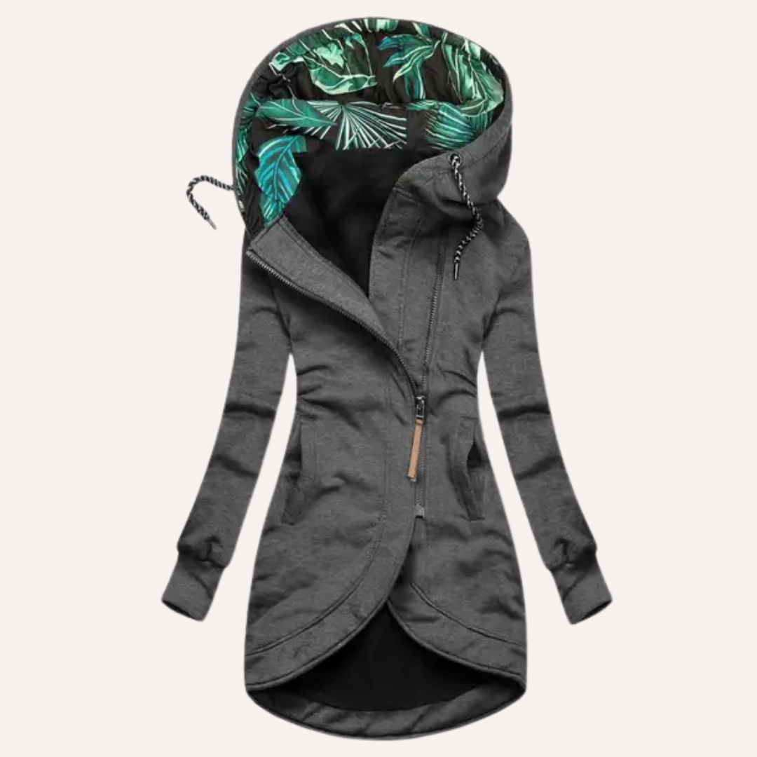 Beth - Women's Casual Hoodie with gemusterter Hood