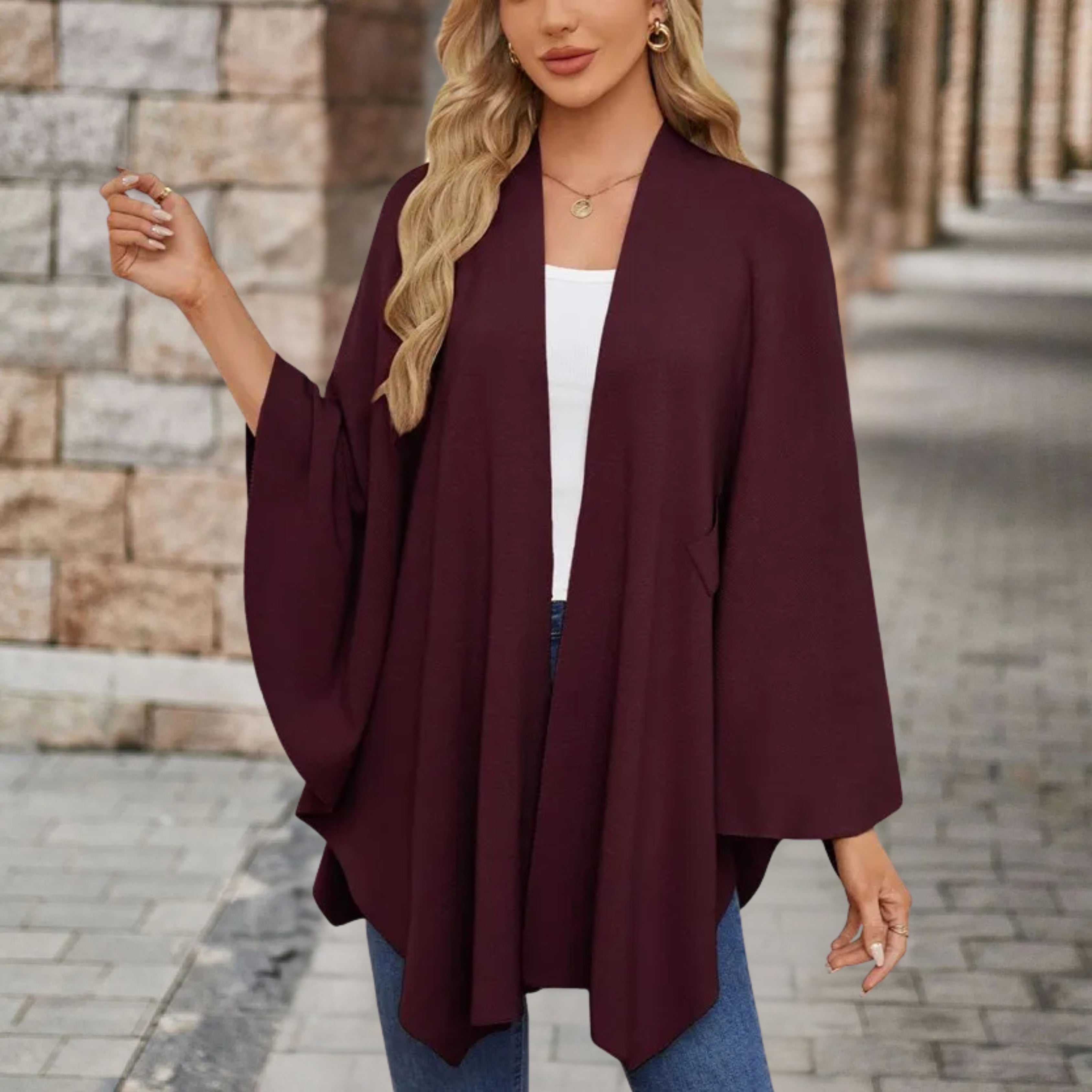 Edith - Women's Top in Cape-Style with Front Knot