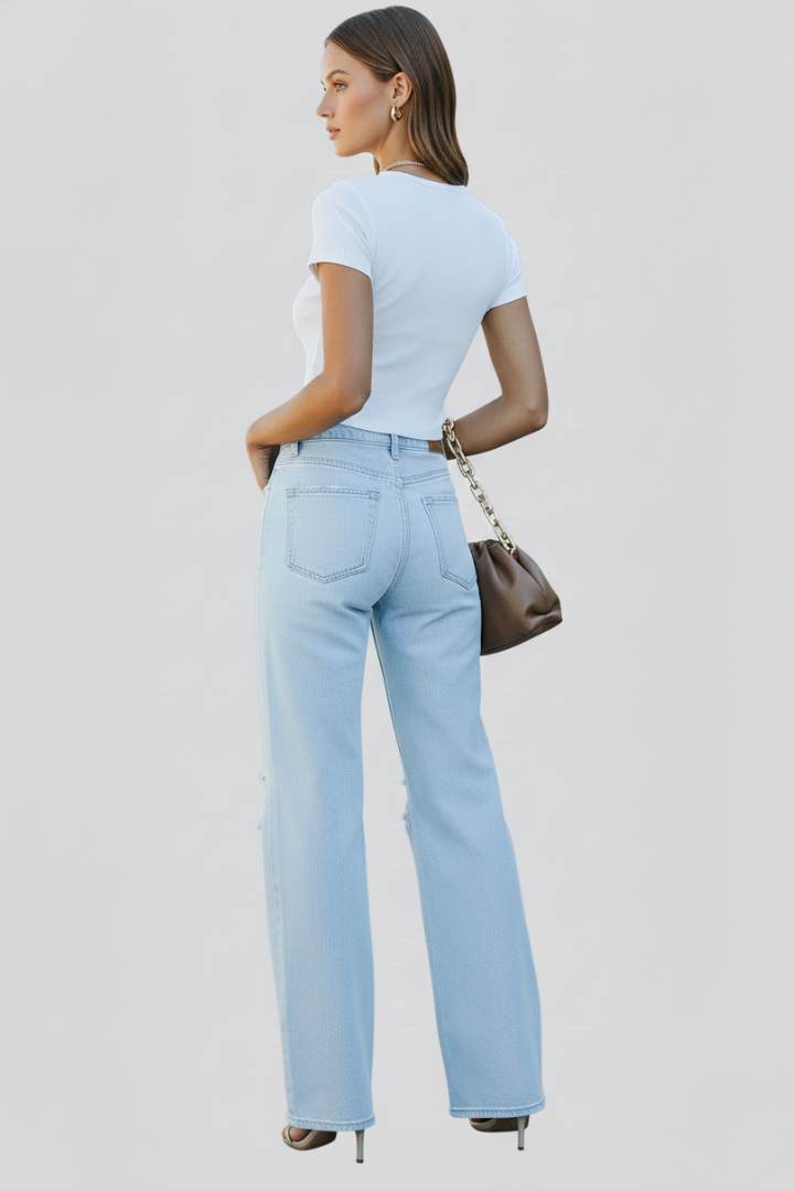 Phoebe - Women's Wide-Leg Distressed High-Waist Jeans