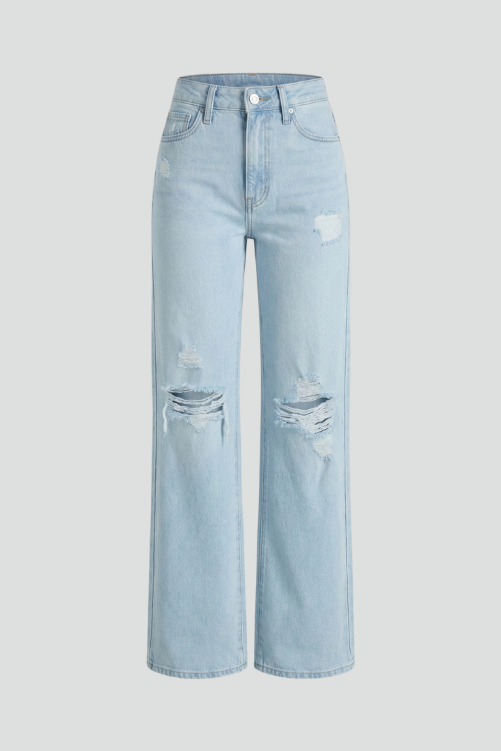 Phoebe - Women's Wide-Leg Distressed High-Waist Jeans