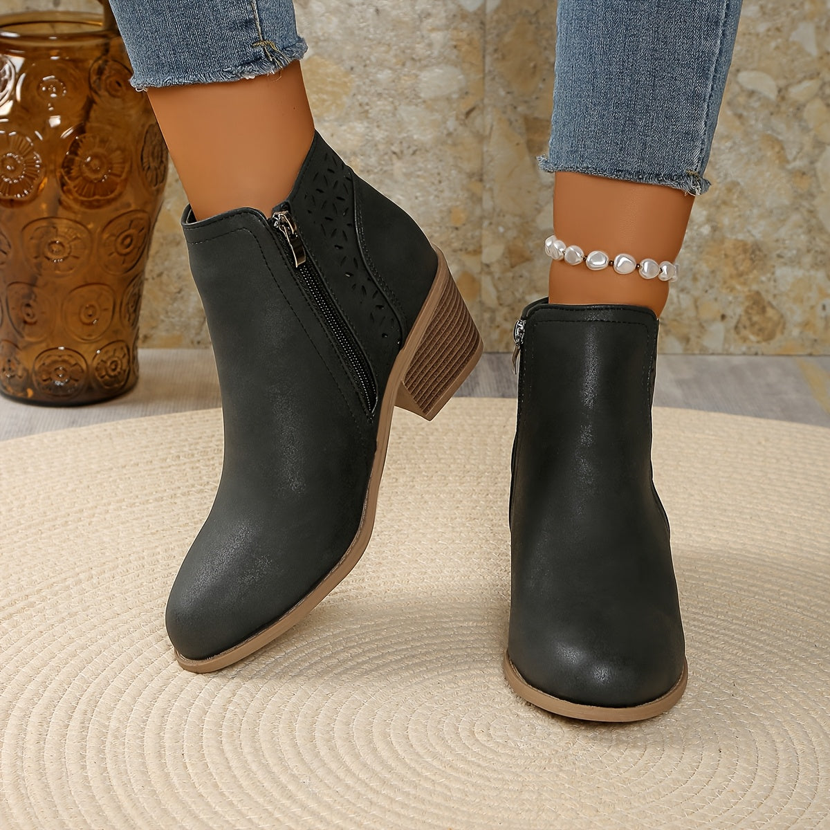 Beth - Women's Ankle Boots zum Slip-On with seitlichem Zip