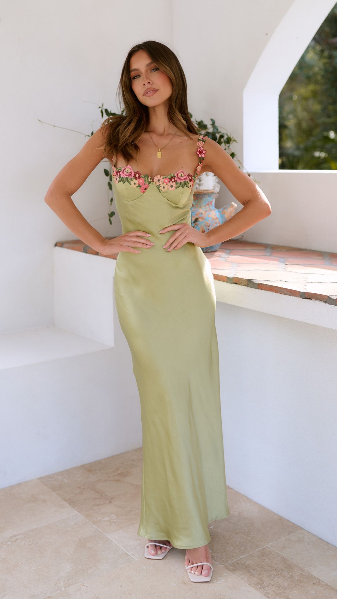 Molly - Women's Floral Straps Slim Maxi Dress