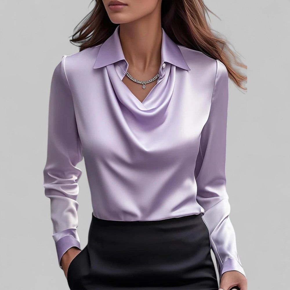 Vera - Elegant Wasserfallausschnitt Satinbluse for Women's