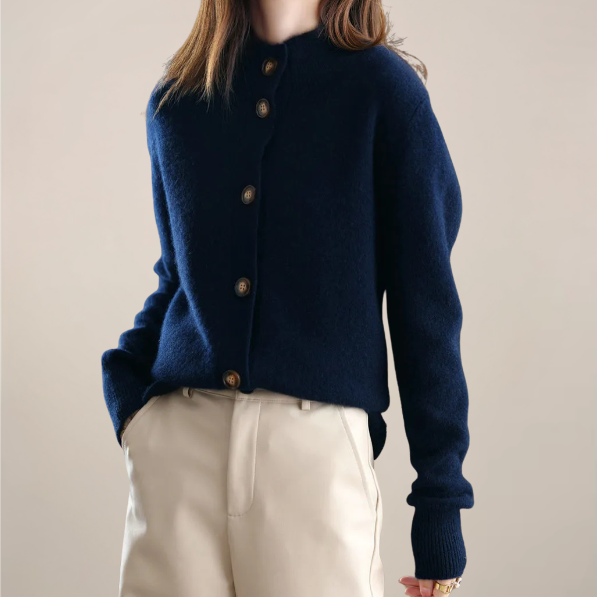 Ava - Women's Spring Cardigan with Collar and Buttons