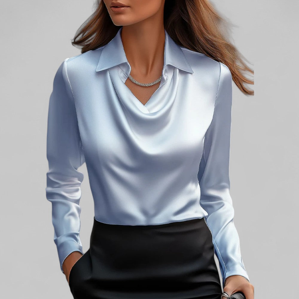 Vera - Elegant Wasserfallausschnitt Satinbluse for Women's