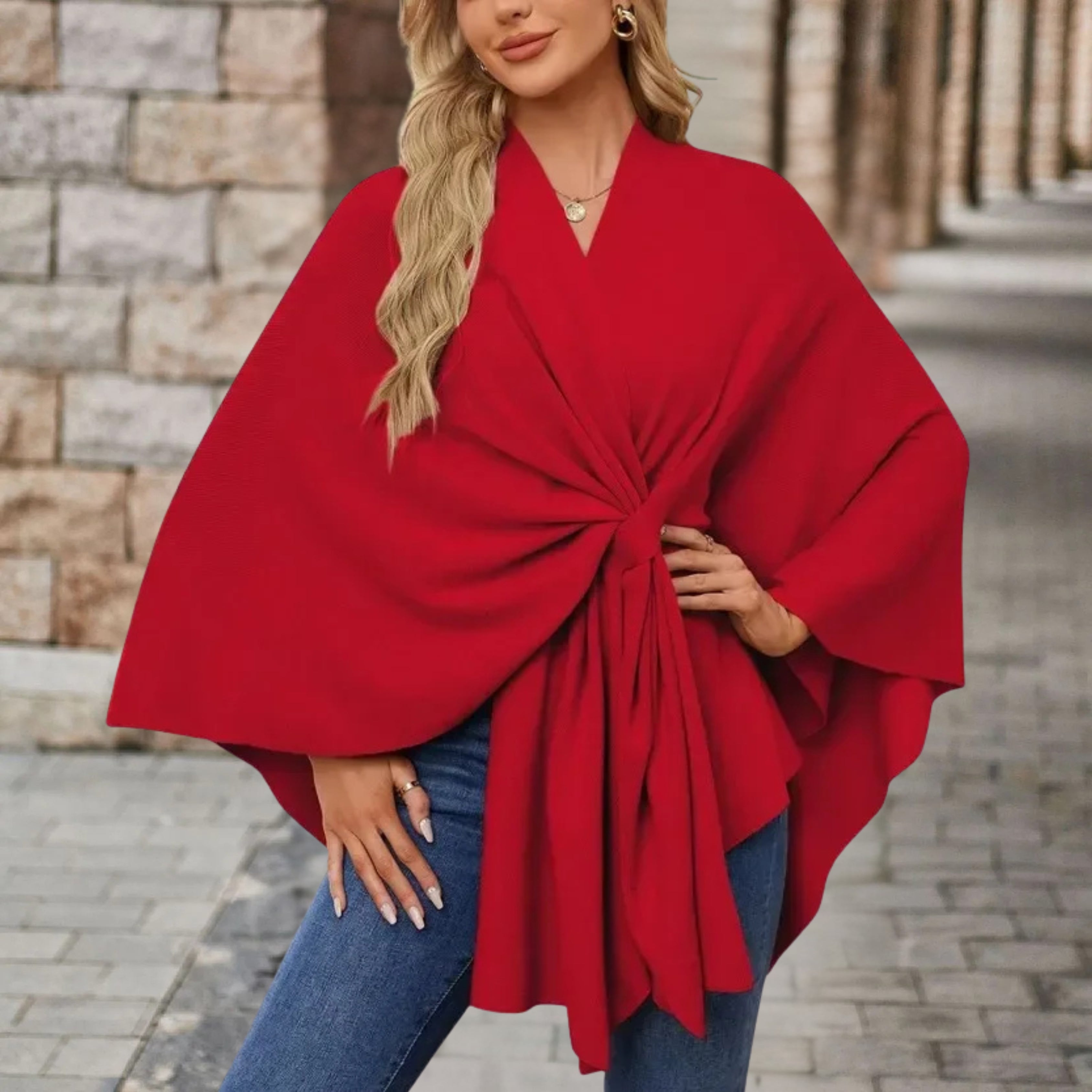 Edith - Women's Top in Cape-Style with Front Knot