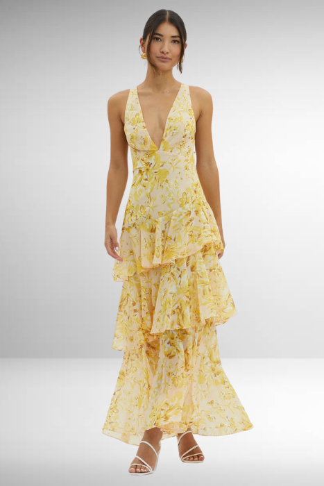 Molly - Women's Elegant Floral Stufen-Maxi Dress