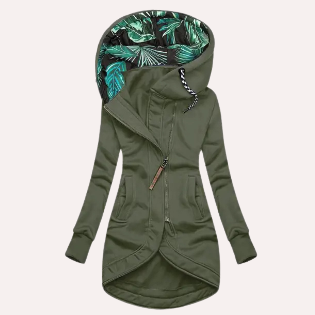 Beth - Women's Casual Hoodie with gemusterter Hood