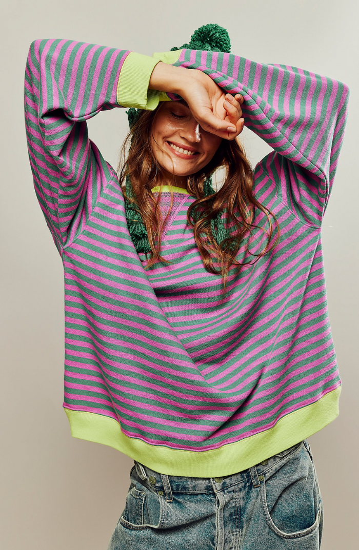 Mia - Women's Striped Round Neck-Sweater for Spring