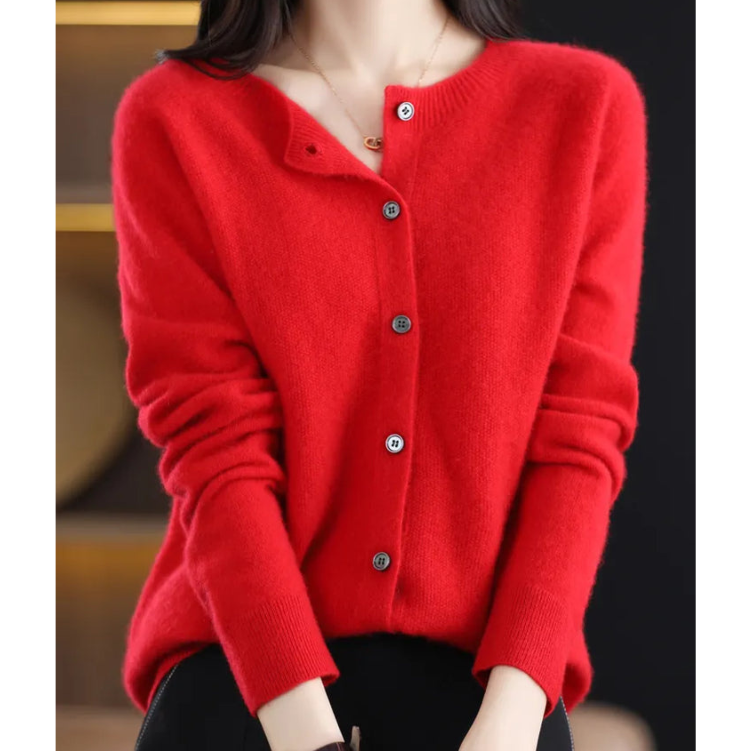 Laura - Women's Cardigan with Classic Button Placket