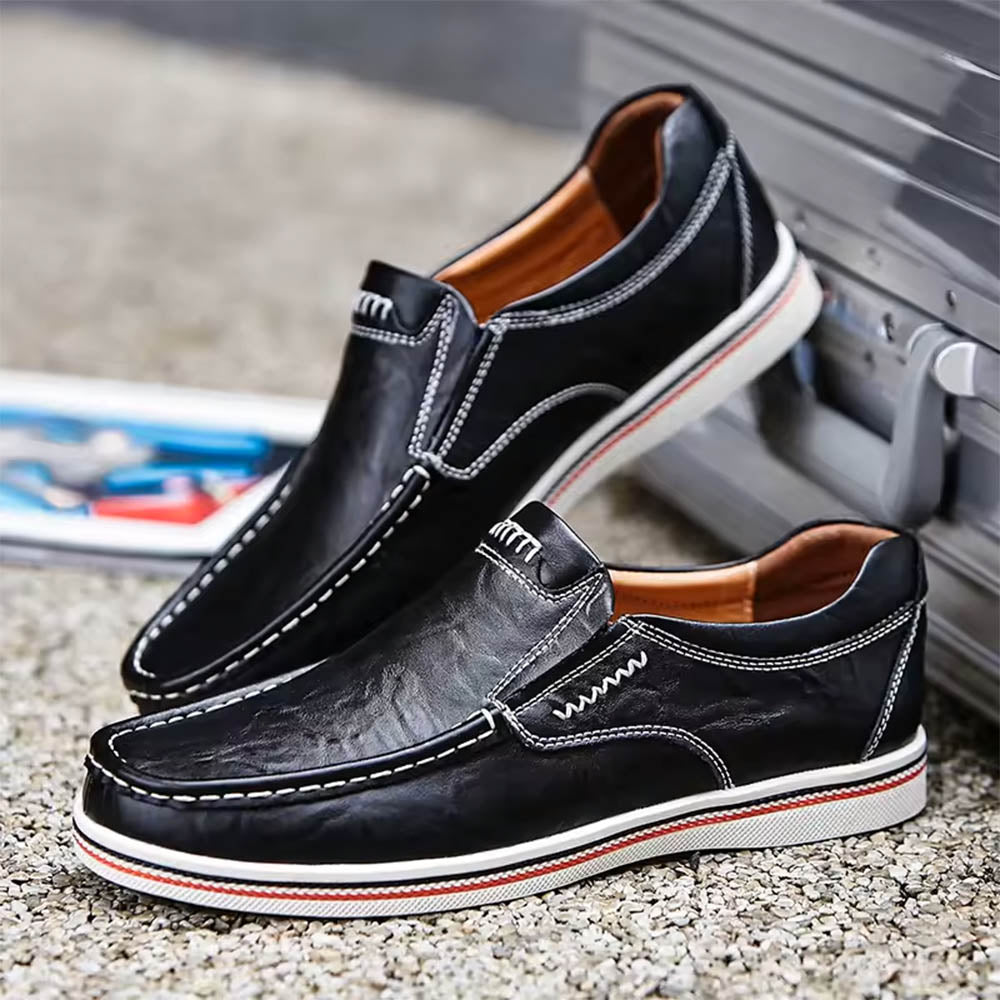 Iain - Men's Spring Moc Toe Loafers with Contrast Stitching