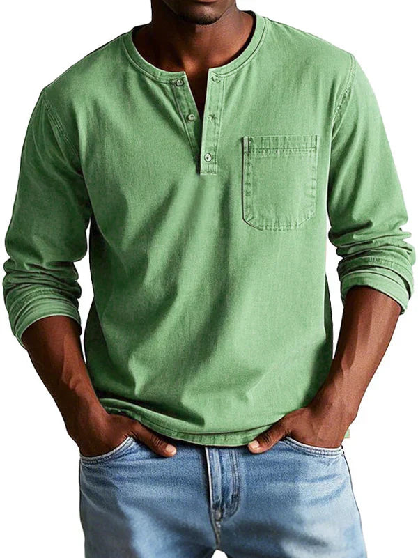 Glen - Men's Casual Long Sleeve-Henleyshirt