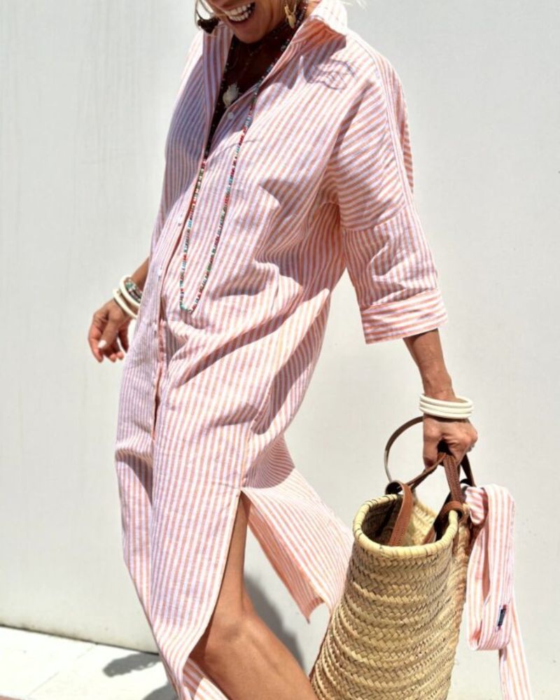 Victoria - Women's Zeitlos Striped Summer Shirt Dress