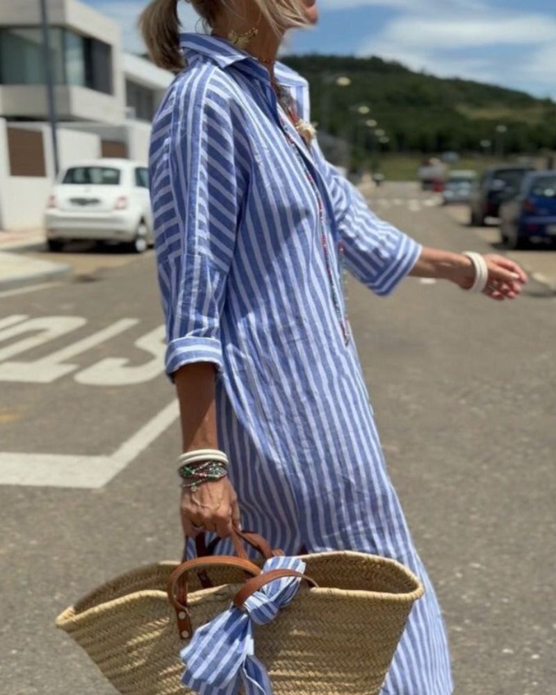 Victoria - Women's Zeitlos Striped Summer Shirt Dress