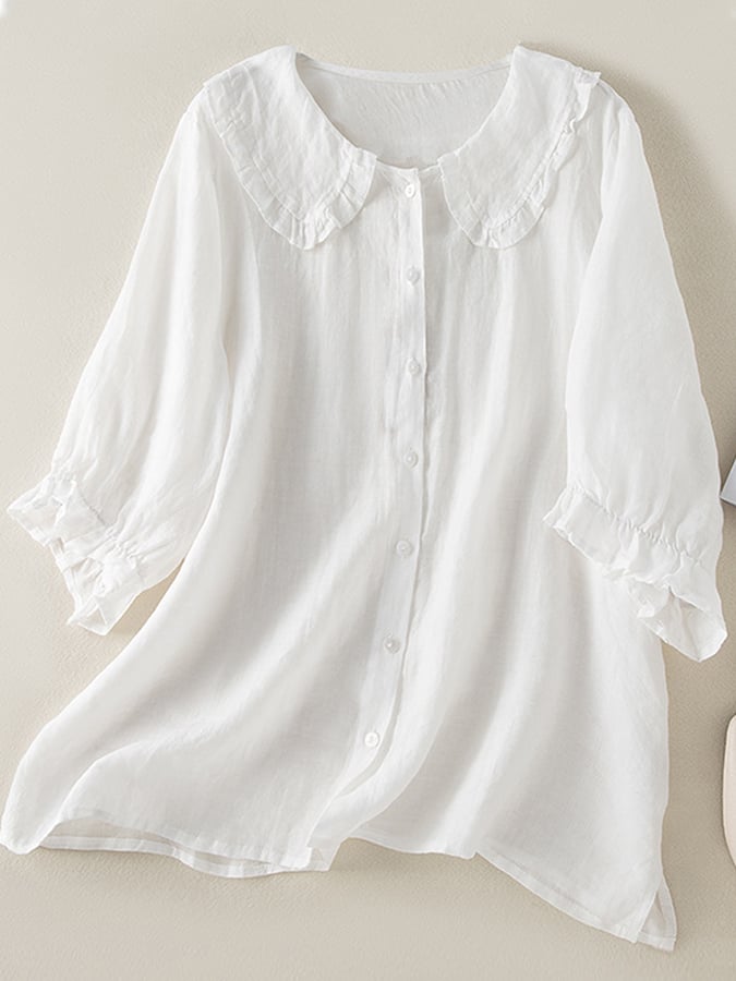 Sharon - Women's Relaxed Ruffle Collar-Shirt