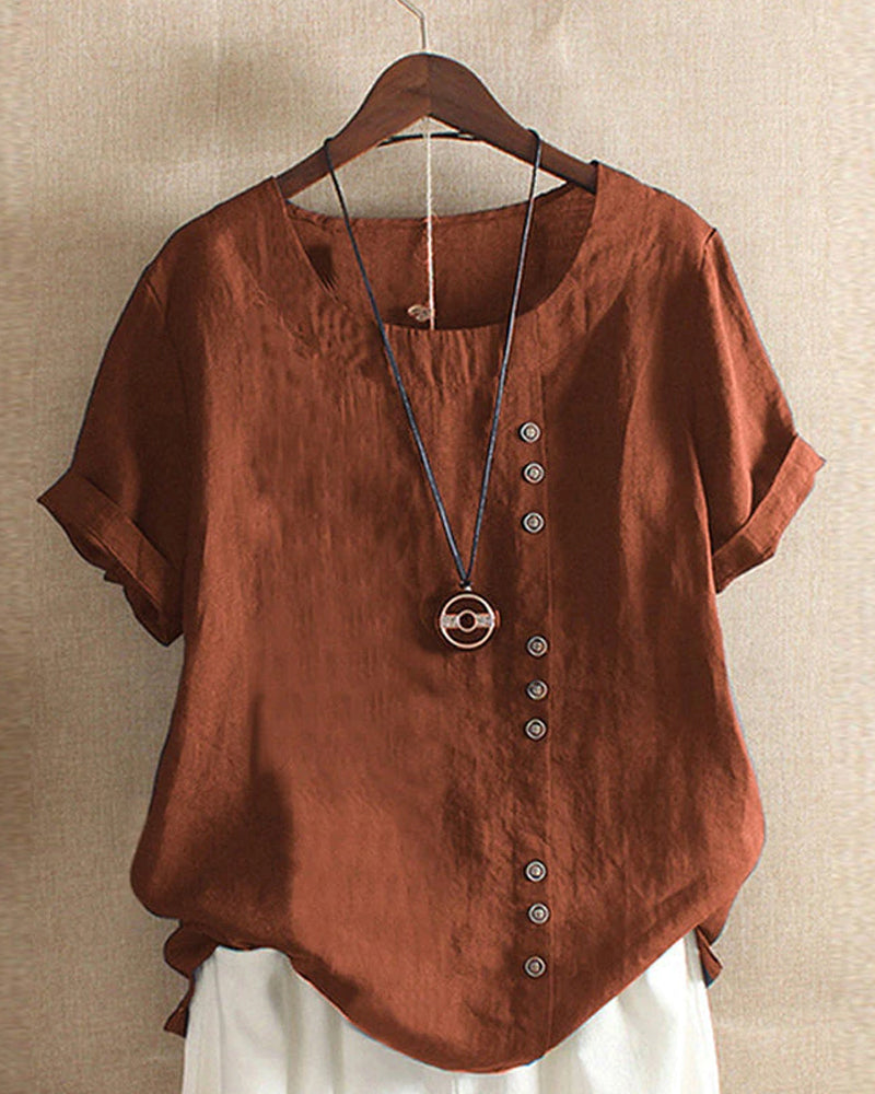 Florence - Women's Summer Casual Blouse with Knopfdetails