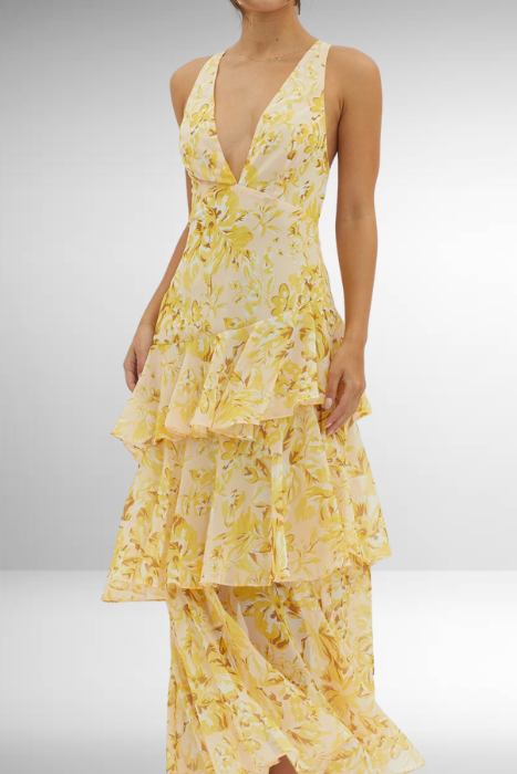 Molly - Women's Elegant Floral Stufen-Maxi Dress