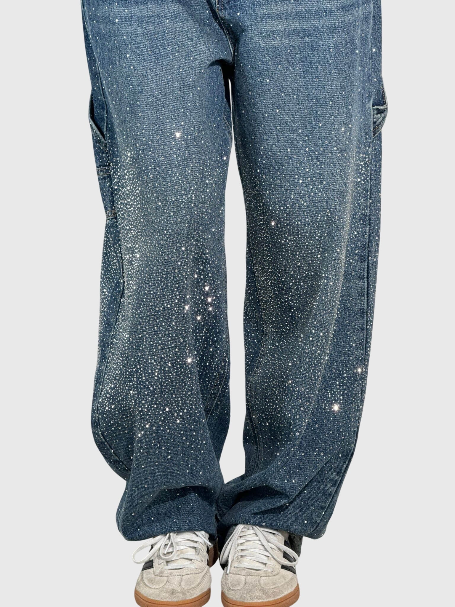 Beth - Women's Glittery Diamant Denim Trousers