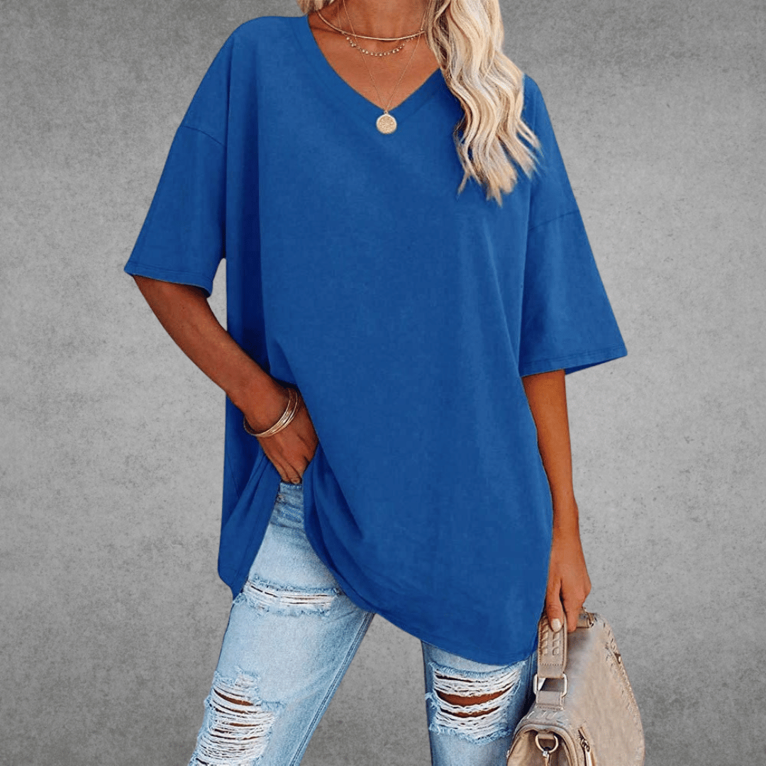 Eliza - Women's Casual Oversize V-Neck T-Shirt