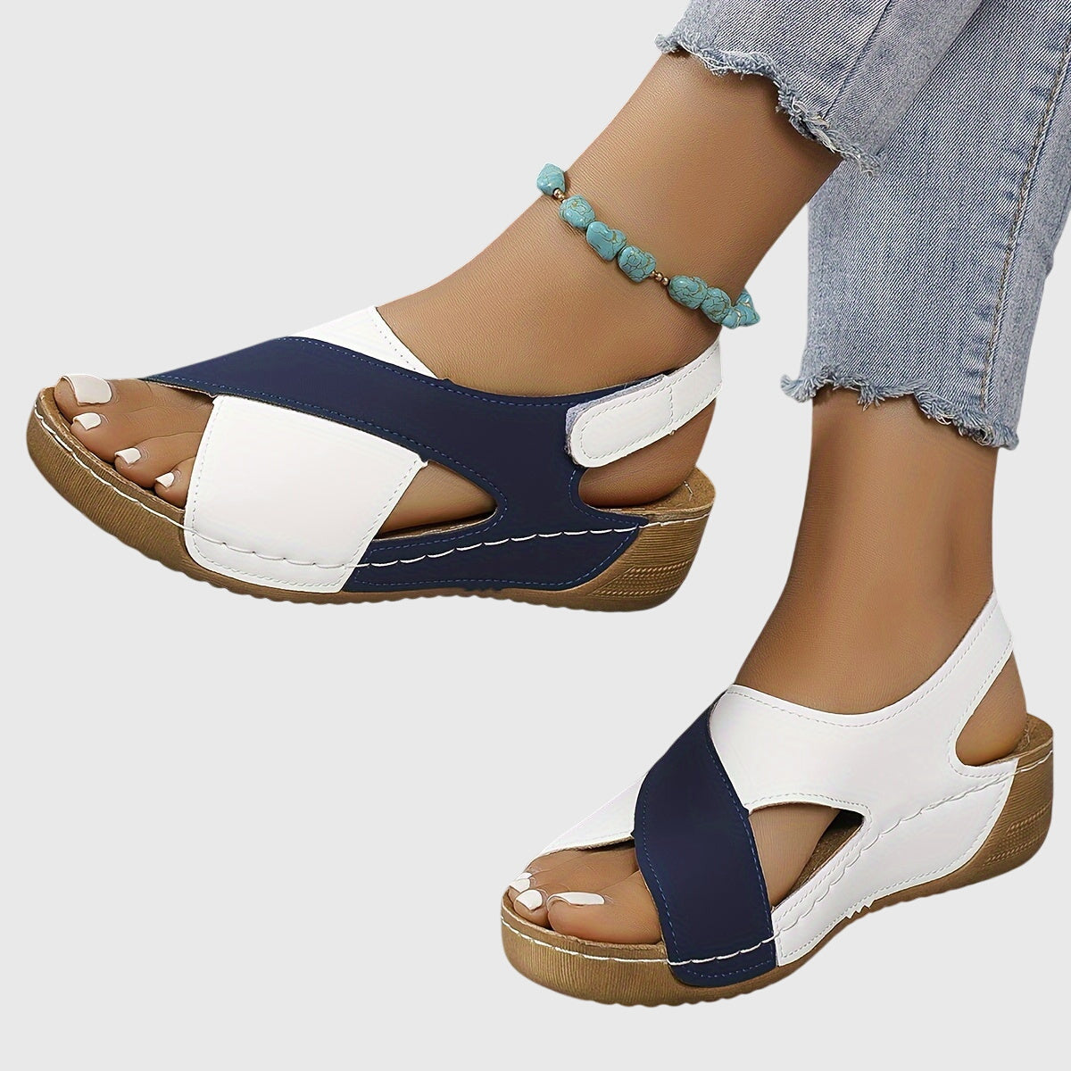 Millie - Women's Casual-Sandals in zweifarbigem Design with offenem Zehenbereich