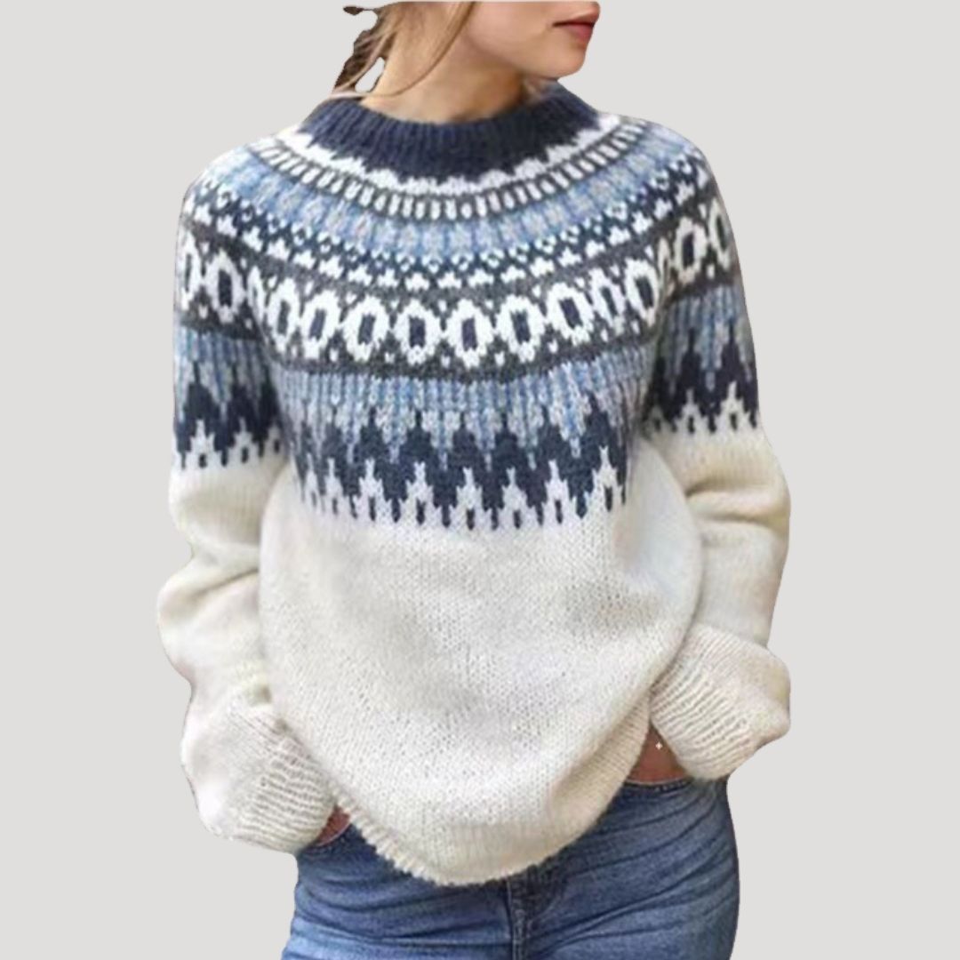 Joanna - Women's Spring Gemusterter Knit Sweater