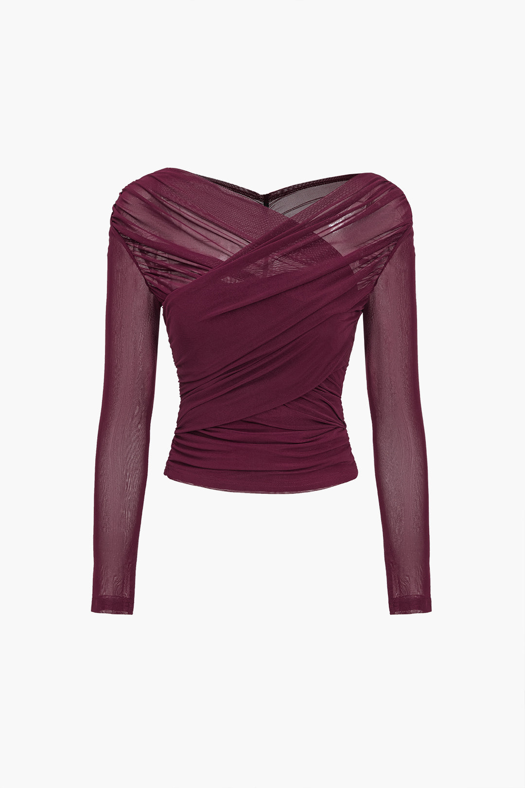 Yvonne - Women's Mesh-Top with Ruffle and langen Sleeves