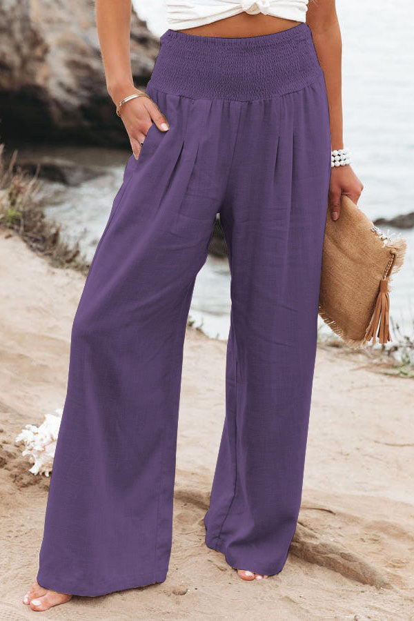 Natalie - Women's High-Waist Trousers with weitem Bein