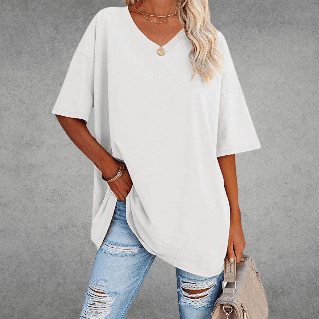 Eliza - Women's Casual Oversize V-Neck T-Shirt