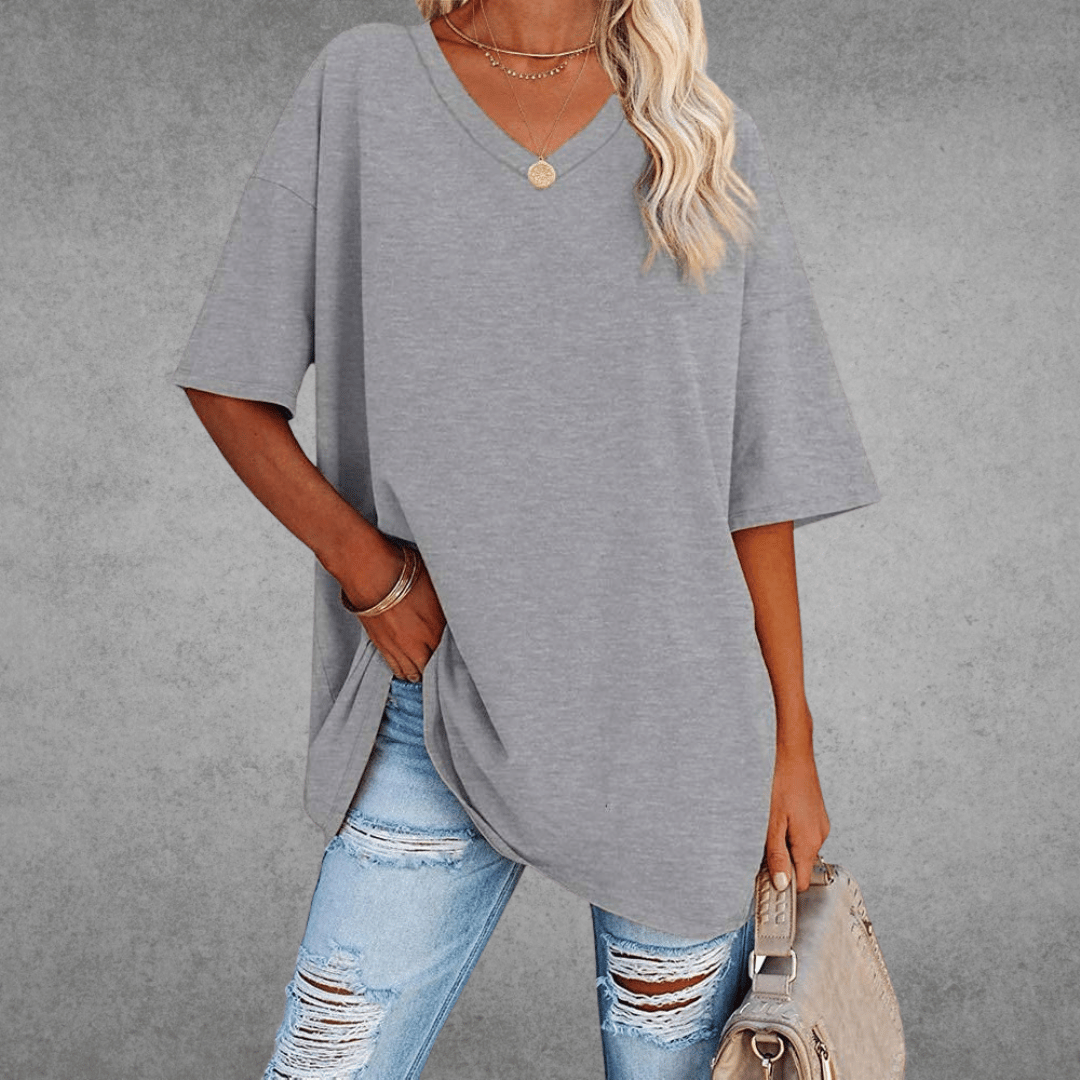 Eliza - Women's Casual Oversize V-Neck T-Shirt